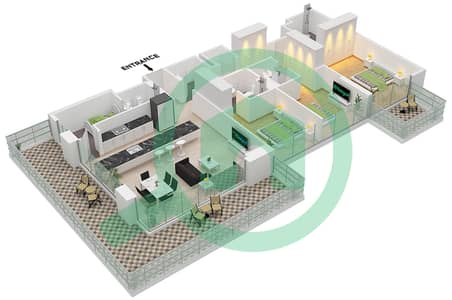 المخططات الطابقية لتصميم الوحدة 4 FLOOR 1 شقة 3 غرف نوم - نايا في ديستريكت ون
