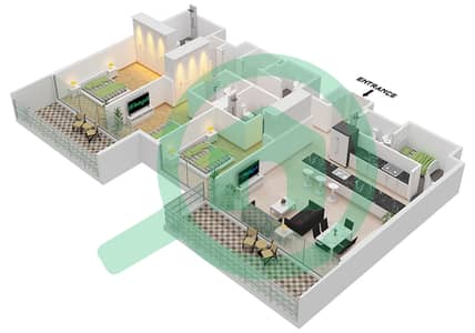 المخططات الطابقية لتصميم الوحدة 5 FLOOR 2 شقة 3 غرف نوم - نايا في ديستريكت ون