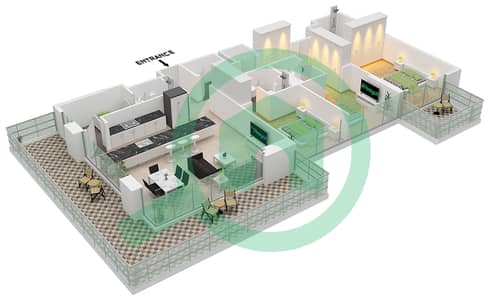 المخططات الطابقية لتصميم الوحدة 7 FLOOR 2,3-13 شقة 3 غرف نوم - نايا في ديستريكت ون