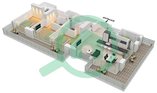 المخططات الطابقية لتصميم الوحدة 6 FLOOR 3-13 شقة 3 غرف نوم - نايا في ديستريكت ون