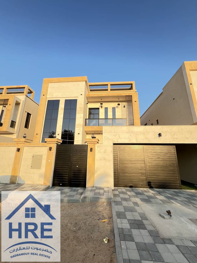 Modern villa for sale in Al Mowaihat, 2, super deluxe finishes, close to schools, Ajman Academy, and the Saudi German Hospital