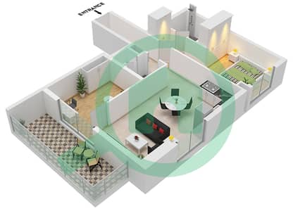 RA1N Residence - 1 卧室公寓类型／单位B / UNIT 2 FLOOR 5,7戶型图