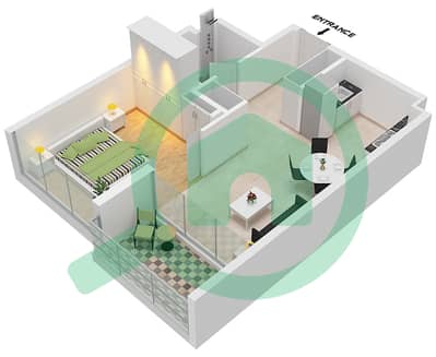 المخططات الطابقية لتصميم النموذج 01 شقة 1 غرفة نوم - كيوتو من ORO24