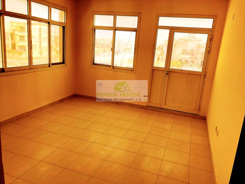 Huge 1- bedroom hall with back balcony in khalifa city A