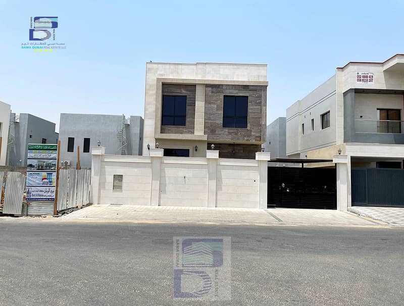 A villa including electricity and water fees for sale in Ajman, Arabic finishing, freehold for all nationalities, in a very special location