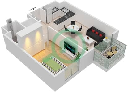 Elara Building 2 - 1 Bedroom Apartment Type/unit 1A / UNIT 5,7 FLOOR 1-9 Floor plan