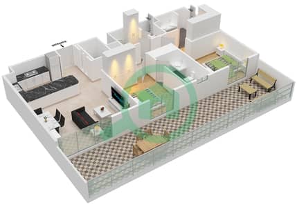 Elara Building 2 - 2 Bedroom Apartment Type/unit 2E / UNIT 3 FLOOR GROUND Floor plan