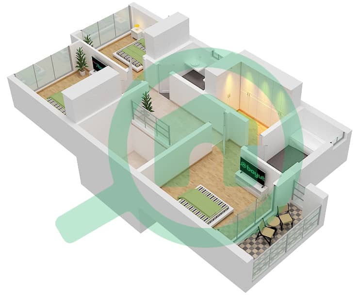 Ла Роса 5 - Таунхаус 4 Cпальни планировка Тип/мера 4E-1(M) / UNIT END interactive3D