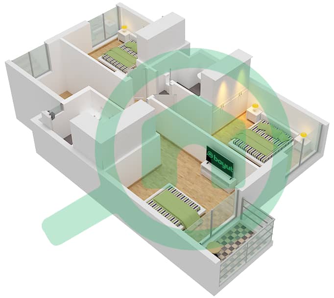 La Rosa 6 - 3 Bedroom Townhouse Type/unit 3M-3 / UNIT MID (MIRRORED Floor plan First Floor interactive3D