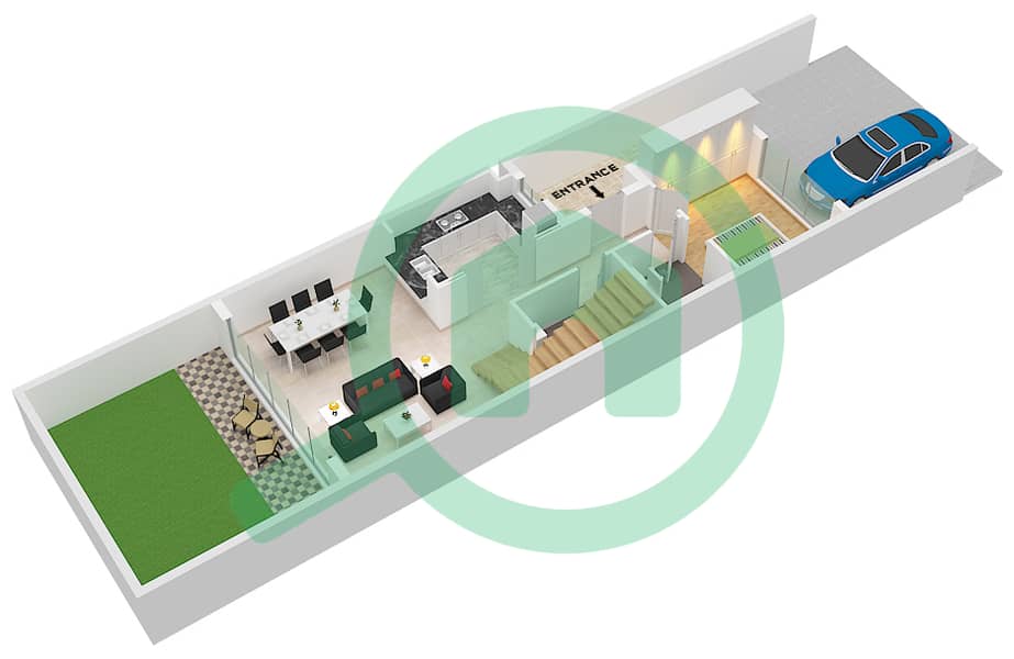 伊比沙别墅 - 4 卧室联排别墅类型／单位LTH-4H / M戶型图 LTH-4H Unit M Ground Floor interactive3D