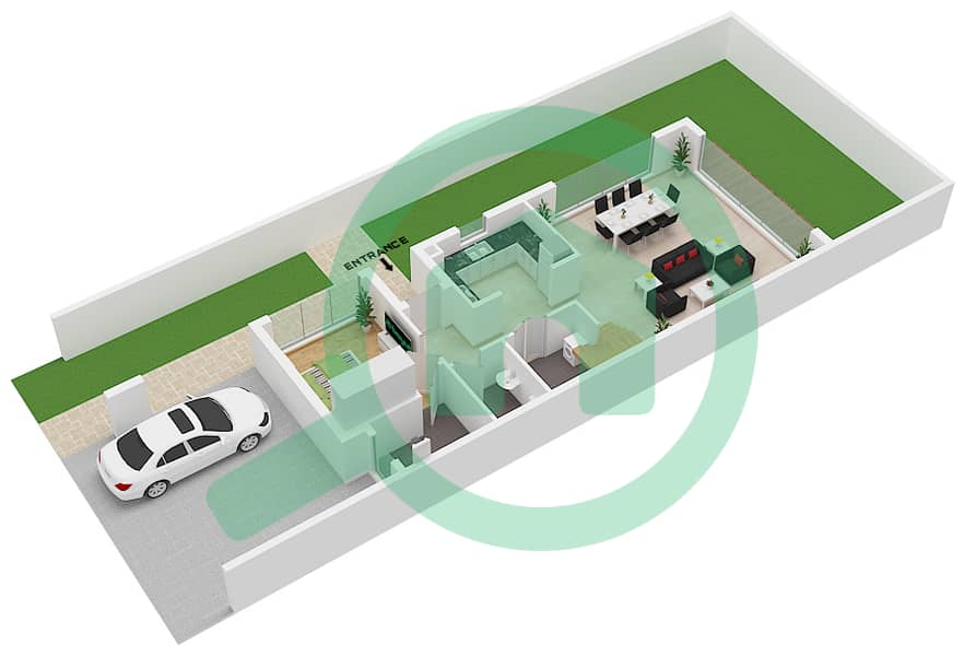 伊比沙别墅 - 5 卧室联排别墅类型／单位LTH-5H / E戶型图 LTH-5H / E Ground Floor interactive3D