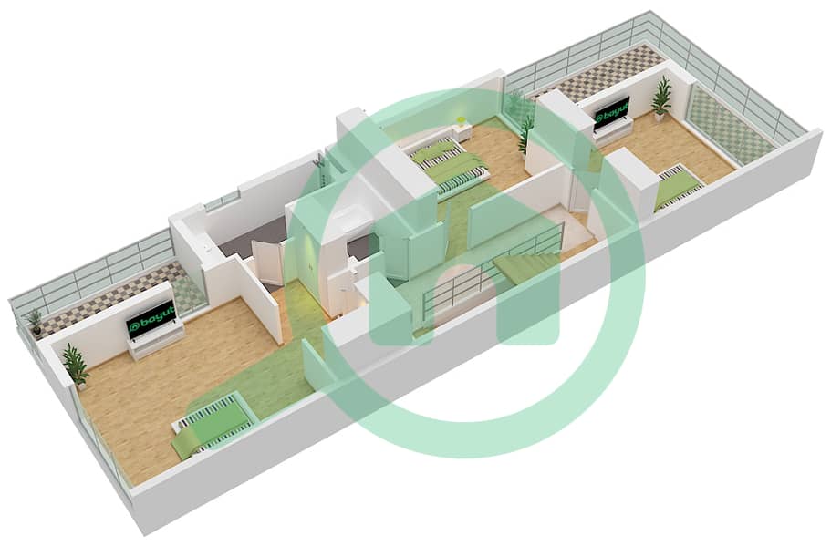 伊比沙别墅 - 5 卧室联排别墅类型／单位LTH-5H / E戶型图 LTH-5H / E First Floor interactive3D