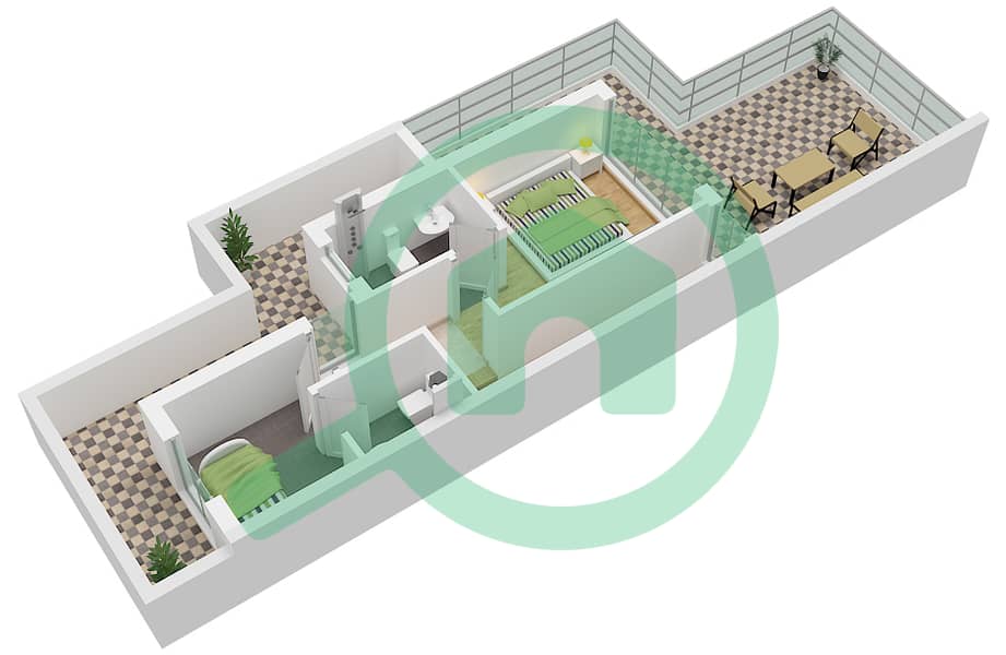 伊比沙别墅 - 5 卧室联排别墅类型／单位LTH-5H / E戶型图 LTH-5H / E Second Floor interactive3D