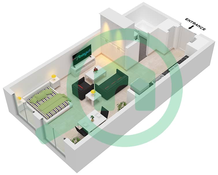 亚斯高尔夫珍品公寓 - 单身公寓类型A-1 FLOOR 1-4戶型图 A-1 Floor 1-4 interactive3D