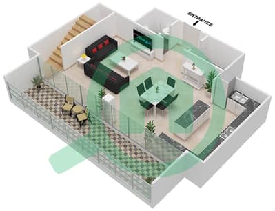 المخططات الطابقية لتصميم النموذج A بنتهاوس 1 غرفة نوم - تو تاورز برج B