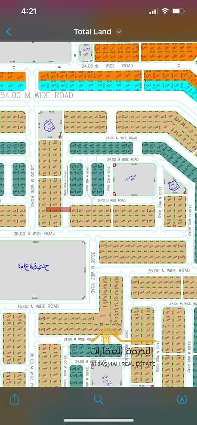 For sale in Sharjah, Rawdat Al Qart project, land in a very excellent location, the first location next to the garden and the mosque, with an area of