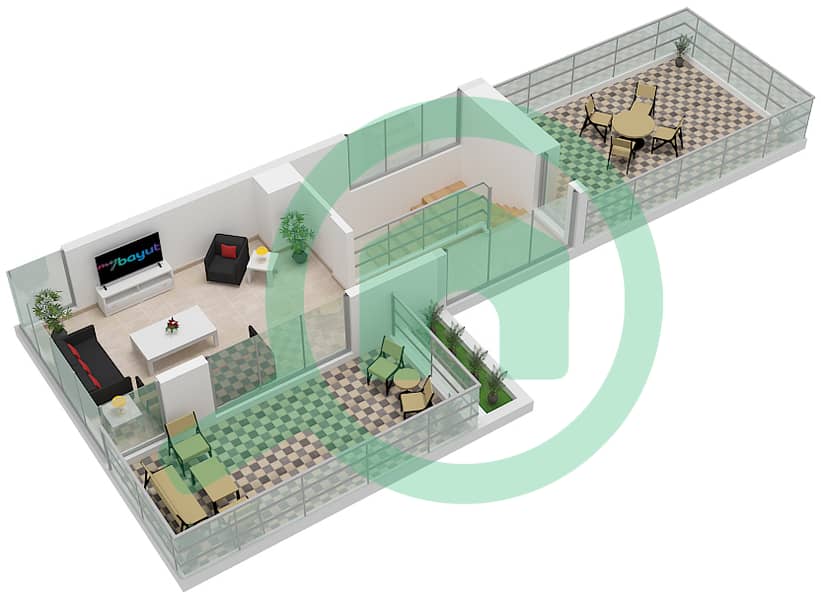 Акрес - Вилла 3 Cпальни планировка Тип/мера A / 3BR(M) Second Floor interactive3D