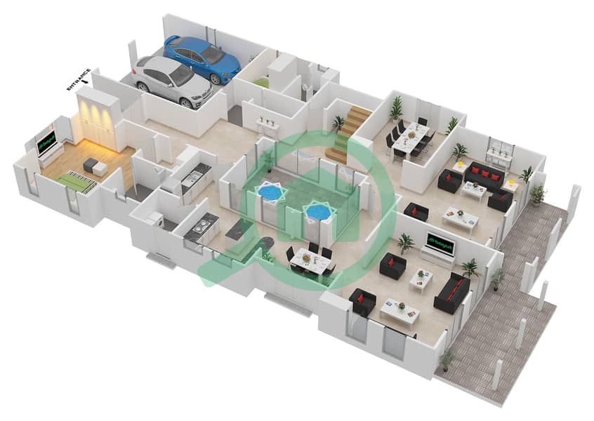 المخططات الطابقية لتصميم النموذج ALMERIA فیلا 4 غرف نوم - لايم تري فالي Ground Floor interactive3D