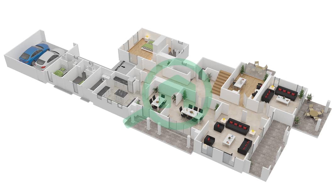 المخططات الطابقية لتصميم النموذج GRANADA فیلا 5 غرف نوم - لايم تري فالي Ground Floor interactive3D