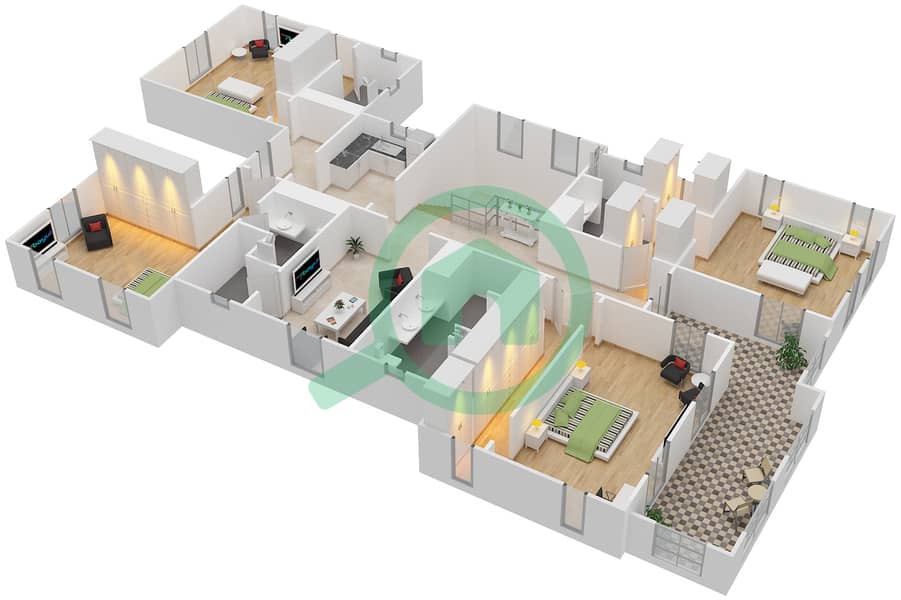 المخططات الطابقية لتصميم النموذج GRANADA فیلا 5 غرف نوم - لايم تري فالي First Floor interactive3D