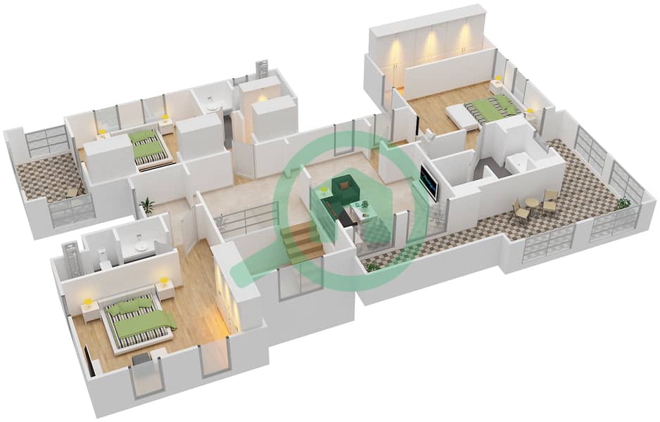 椴树谷社区 - 4 卧室别墅类型ZARAGOZA戶型图 First Floor interactive3D