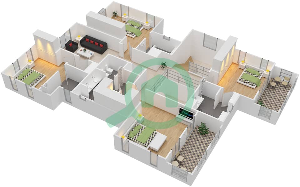 Lime Tree Valley - 5 Bedroom Villa Type GIRONA Floor plan First Floor interactive3D