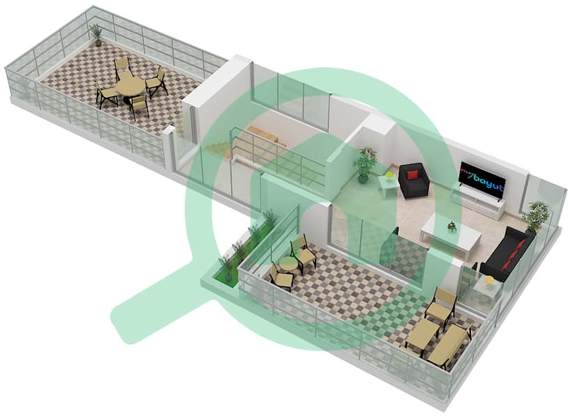 المخططات الطابقية لتصميم النموذج / الوحدة A / 3BR فيلا تجارية 3 غرف نوم - ذا إيكرز Second Floor interactive3D