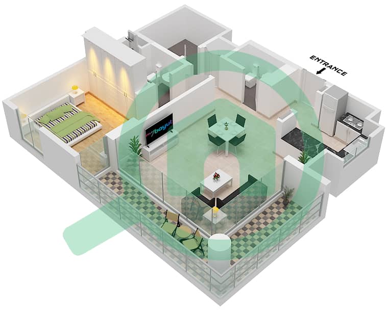 Crest Grande - 1 Bedroom Apartment Type/unit A/UNIT 14/FLOOR 7-12 Floor plan Type A Unit 14 Floor 7-12 interactive3D