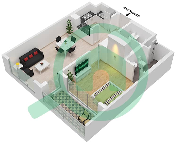 Crest Grande - 1 Bedroom Apartment Type/unit A/UNIT 12,13,15/FLOOR 7 Floor plan Type A Unit 12,13,15 Floor 7-12 interactive3D