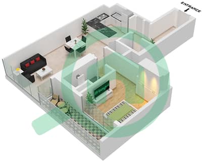 巅峰豪华公寓 - 1 卧室公寓类型／单位B/UNIT 8/FLOOR 7-12,13-35戶型图