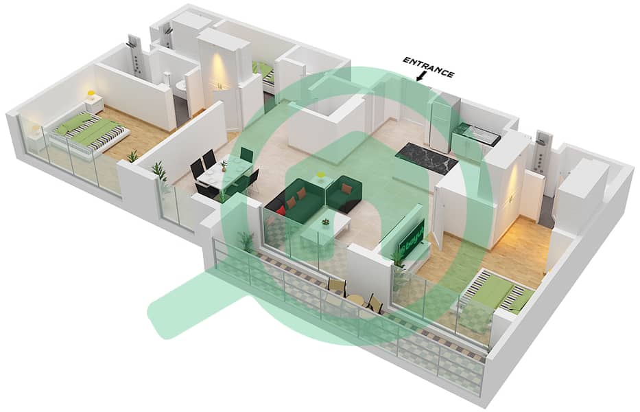 Crest Grande - 2 Bedroom Apartment Type/unit B/UNIT 8,3/FLOOR 7-12,13 Floor plan Type B Unit 8,3 Floor 7-12,13 interactive3D