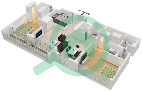 المخططات الطابقية لتصميم النموذج / الوحدة B/UNIT 11,6/FLOOR 7-12,13 شقة 2 غرفة نوم - كريست غراندي