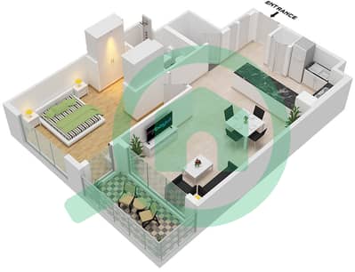 المخططات الطابقية لتصميم النموذج / الوحدة C/UNIT 6/FLOOR 7-12 شقة 1 غرفة نوم - كريست غراندي
