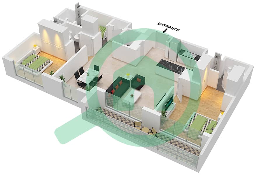 Crest Grande - 2 Bedroom Apartment Type/unit C/UNIT 7/FLOOR 7-12,13 Floor plan Type C Unit 7 Floor 7-12,13 interactive3D