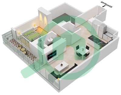المخططات الطابقية لتصميم النموذج / الوحدة E/UNIT 1/FLOOR 7-12,13-35 شقة 1 غرفة نوم - كريست غراندي