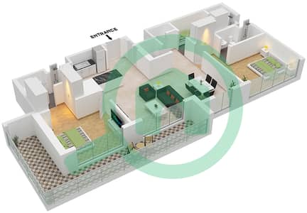 巅峰豪华公寓 - 2 卧室公寓类型／单位H/UNIT 6/FLOOR 14-35戶型图