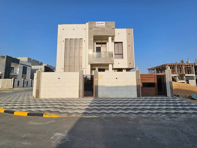 Villa for rent, ground floor +1, in Al Zahia area, at the corner of two streets.