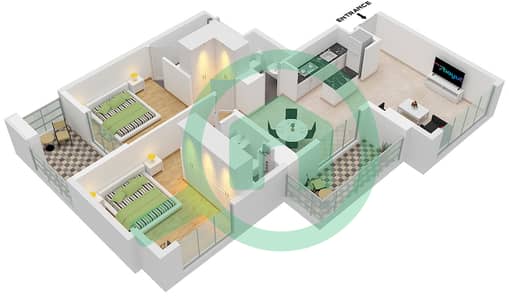 V1TER Резиденция - Апартамент 2 Cпальни планировка Тип/мера B / 2 FLOOR 2-18