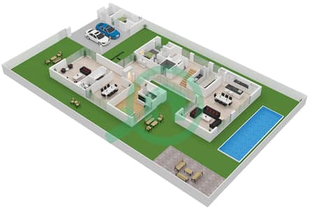 萨迪亚特湖住宅区 - 5 卧室商业别墅类型A2戶型图