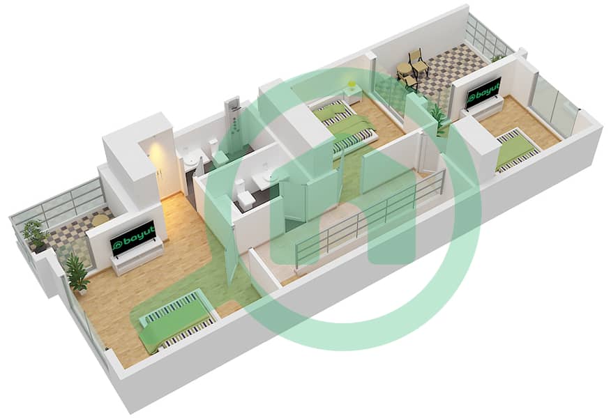Monte Carlo - 4 Bedroom Commercial Villa Type/unit LTH-4G-M / S420 Floor plan First Floor interactive3D