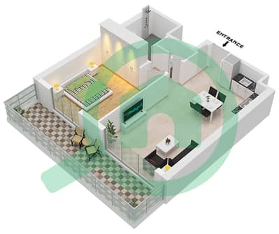 المخططات الطابقية لتصميم النموذج / الوحدة A2,A3,A4 / UNIT 7-10 شقة 1 غرفة نوم - لوريل
