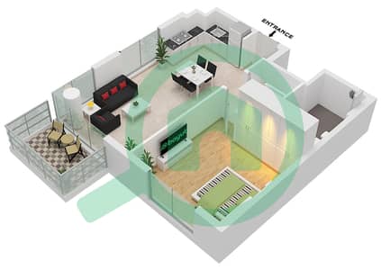 المخططات الطابقية لتصميم النموذج / الوحدة A5 / UNIT 5,6,10,11 شقة 1 غرفة نوم - لوريل