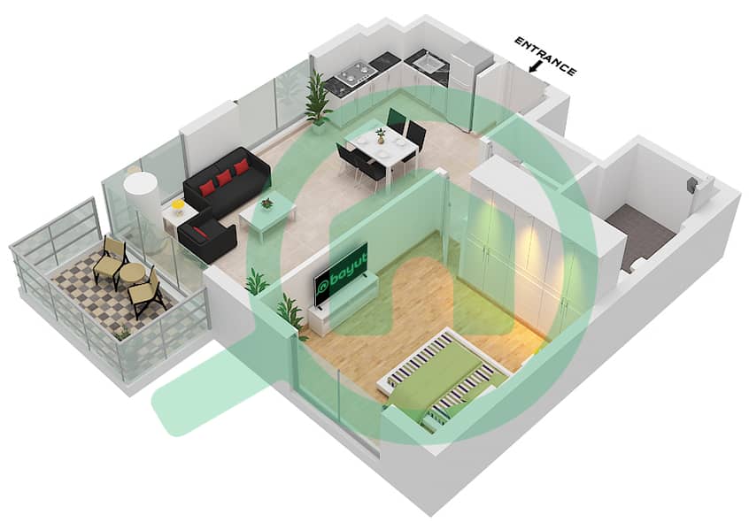 المخططات الطابقية لتصميم النموذج / الوحدة A5 / UNIT 5,6,10,11 شقة 1 غرفة نوم - لوريل Type A.5 /  
Unit 5 Floor 7-11
Unit 6, 11 Floor 2-6
Unit 10 Floor 7-10 interactive3D