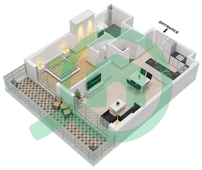 المخططات الطابقية لتصميم النموذج / الوحدة B2,B3 / UNIT 2-4 شقة 1 غرفة نوم - لوريل