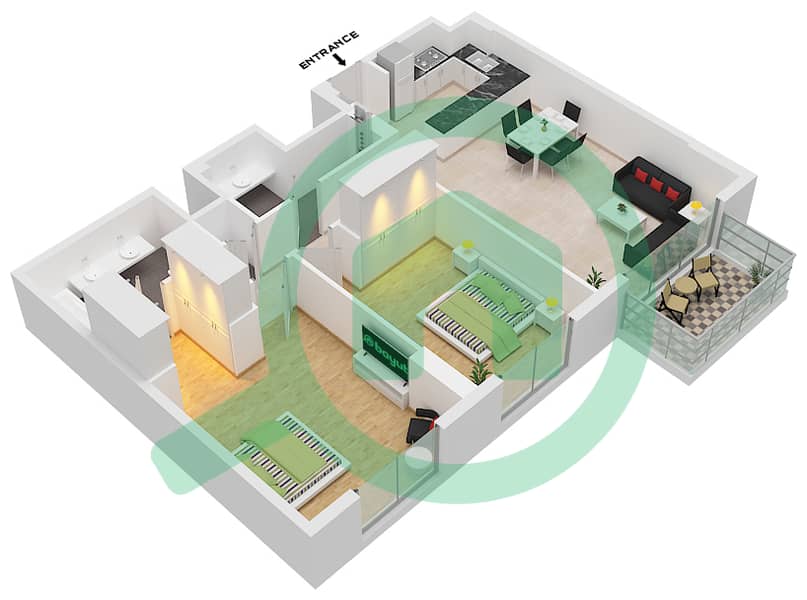 Laurel - 2 Bedroom Apartment Type/unit C3 / UNIT 2,16 Floor plan Type C.3 / Unit 2 Floor 7-11
Unit 16 Floor 2-6 interactive3D