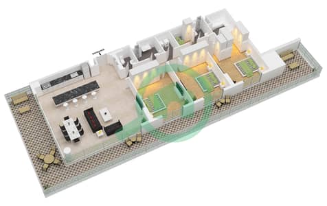 المخططات الطابقية لتصميم النموذج / الوحدة A1 / UNIT 19 شقة 3 غرف نوم - لوريل