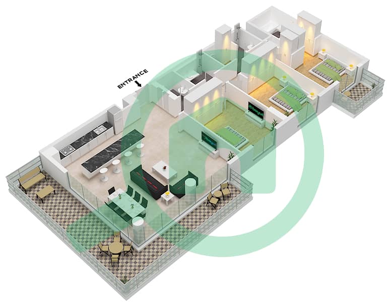 المخططات الطابقية لتصميم النموذج / الوحدة A4 / UNIT 11,12 شقة 3 غرف نوم - لوريل Type A.4 / Unit 12 Floor 2-6
Unit 11 Floor 7,8 interactive3D