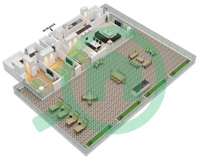 المخططات الطابقية لتصميم النموذج / الوحدة B1 / UNIT 9 شقة 3 غرف نوم - لوريل