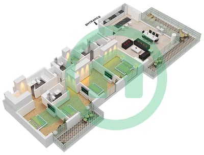 المخططات الطابقية لتصميم النموذج / الوحدة A2 / UNIT 18,19 شقة 4 غرف نوم - لوريل