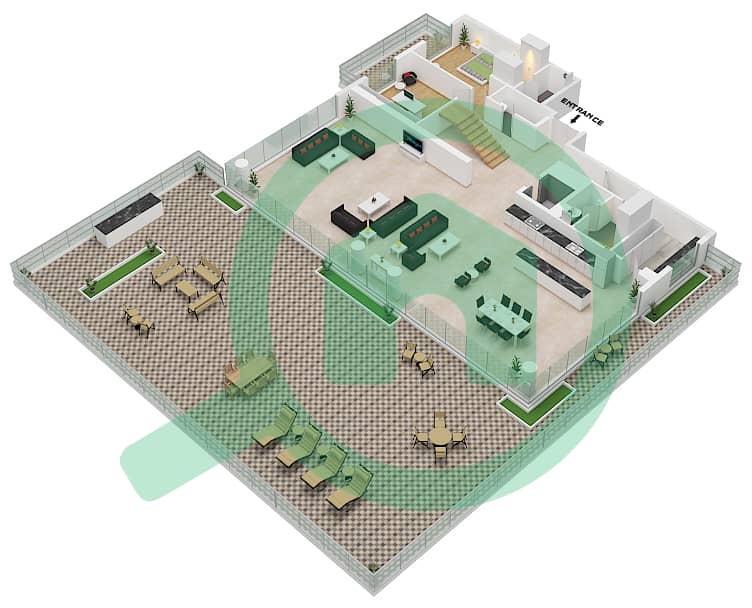 المخططات الطابقية لتصميم النموذج / الوحدة A / UNIT 18 بنتهاوس 5 غرف نوم - لوريل Lower Floor interactive3D
